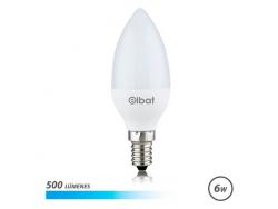 Elbat Bombilla LED C37 6W 500LM E14 Luz Fria - Ahorro de Energia - Larga Vida Util - Facil Instalacion - Color Blanco