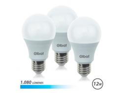 Elbat Pack de 3 Bombilla LED A60 de 12W - 1080LM - Base E27 - Luz Fria