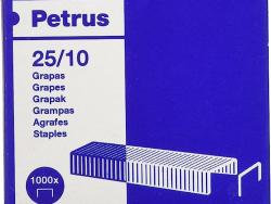 Petrus Caja de 1000 Grapas 25/10 Galvanizadas - Hasta 60 Hojas - Patilla de 10mm