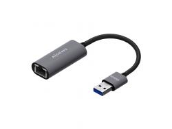 Aisens Conversor USB 3.0 a Ethernet Gigabit 10/100/1000 Mbps - 15cm - Color Gris