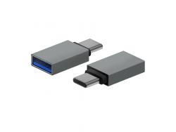 Aisens Mini Adaptador Aluminio USB 3.2 GEN1 3A - Tipo USB-C/M-A/H - Color Gris
