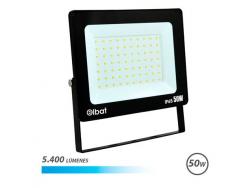 Elbat Foco LED de 50W - Potencia: 50W - Lumenes: 5400 - 6.500K Luz Fria - 30.000 - 50.000 Horas de Vida - Angulo 120º - Proteccion: IP65 para Usar en Exterior - Color Negro