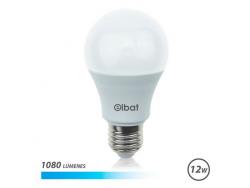 Elbat Bombilla LED - Potencia 12W - Lumenes 1080 - Tipo de Luz 6500K Luz Fria - Casquillo E27 - Angulo 220º - Dimensiones 60X120mm - 30.000 Horas de Vida - 15.000 Encendidos - Color Blanco