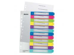 Leitz WOW Indice de Plastico Imprimible Multicolor 12 Pestañas - Multitaladro - Formato A4 - Color Translucido