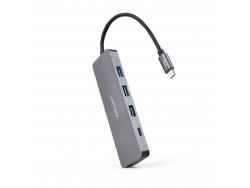 Nanocable Hub USB-C/M A 3xUSB3.0/H + 1xUSB-C/H - 10cm - Color Aluminio