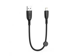 XO Cable NB247 Carga Rapida USB - Lightning - 6A - 25cm con Clip - Color Negro