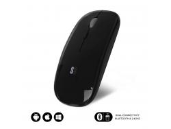 Subblim Raton Dual Flat - Conectividad Dual - Tecnologia Silent Click - Bateria de Larga Duracion - Diseño Elegante - Color Negro