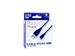 FR-TEC Micro USB Cable - Longitud 3m - Carga Comoda para Mando Dualshock 4 - Color Azul