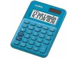 Casio MS-7UC Calculadora de Escritorio - Tecla Doble Cero - Pantalla LCD de 10 Digitos - Solar y Pilas - Color Azul