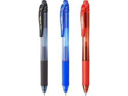 Pentel EnerGel X Pack de 3 Boligrafos de Bola Retractiles Tinta Gel - Punta 0.7mm - Trazo 0.35mm - Recargable - Grip de Agarre - 50% de Materiales Reciclados - Color Negro, Azul y Rojo