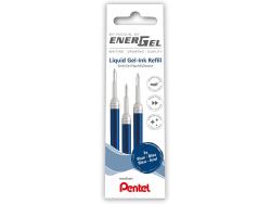 Pentel EnerGel X Pack de 3 Recambios para BL57, BL77, BL107, BL117, BL407, BL2007, BL2507 - Color Azul