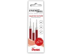 Pentel EnerGel X Pack de 3 Recambios para BL57, BL77, BL107, BL117, BL407, BL2007, BL2507 - Color Rojo