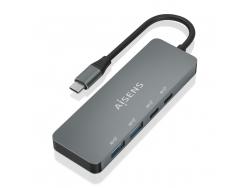 Aisens Hub USB 3.2 GEN2 10G USB-C - USB-C/M-2xUSB-C/H-2xUSB-A/H - 15cm - Color Gris