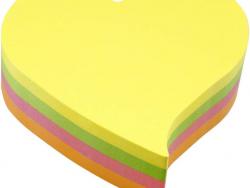 Global Notes inFO Cubo de 200 Notas Adhesivas con Forma de Corazon 68 x 68mm - Colores Verde, Rosa Amarillo y Naranja