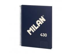 Milan Serie 1918 Cuaderno Espiral Formato A4 Cuadricula 5x5mm - 80 Hojas de 95 gr/m2 - Microperforado, 4 Taladros - Color Azul Oscuro