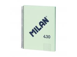 Milan Serie 1918 Cuaderno Espiral Formato A4 Cuadricula 5x5mm - 80 Hojas de 95 gr/m2 - Microperforado, 4 Taladros - Color Verde
