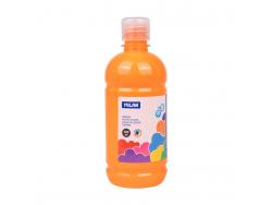 Milan Botella de Tempera 500ml - Tapon Dosificador - Secado Rapido - Mezclable - Color Naranja