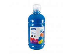 Milan Botella de Tempera 500ml - Tapon Dosificador - Secado Rapido - Mezclable - Color Azul Cyan