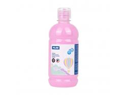 Milan Botella de Tempera 500ml - Tapon Dosificador - Secado Rapido - Mezclable - Color Rosa Pastel