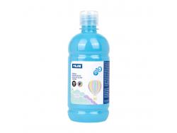 Milan Botella de Tempera 500ml - Tapon Dosificador - Secado Rapido - Mezclable - Color Azul Claro Pastel