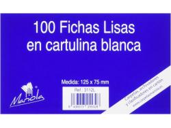 Mariola Pack de 100 Fichas Lisas Nº2 para Fichero - Medidas 125x75mm - Color Blanco