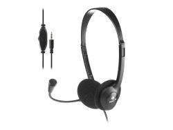 NGS Auriculares con Cable para Portatil - Microfono Ajustable - Diadema Ajustable - Control de Volumen - Conexion de Audio de 3.5mm - Color Negro