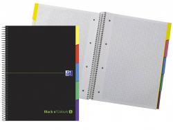 Oxford Black N'Colours Europeanbook A4+ - Tapa Extradura Resistente - 100 Hojas con Diseño 5x5 - Pestañas Troqueladas - Ideal para Organizar y Destacar