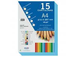 Dohe Cartulinas A4 - 15 Hojas - Gramaje de 180g - Colores Surtidos