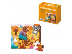 Dohe Puzzle Educativo para Niños - 16 Piezas - Doble Capa de Carton y Contrachapado - Estimula Imaginacion y Razonamiento - Colores y Dibujos Atractivos