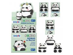 Dohe Expositor de 24 Gomas de Borrar Diseño Panda - Fabricada en PVC - Suave y Agradable Tacto - Envasadas Individualmente