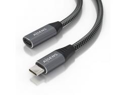 Aisens Cable USB 3.2 GEN2x2 Aluminio 20Gbps 8K@30Hz 5A 100W - Tipo USB-C/M-USB-C/H - 1.5m - Color Gris