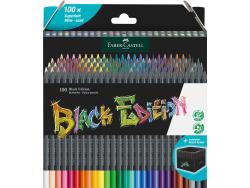 Faber-Castell Black Edition Pack de 100 Lapices de Colores - Mina Supersuave - Madera Negra - Ideales para Dibujo sobre Papel Claro, Oscuro y de Colores - Colores Surtidos