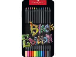 Faber-Castell Black Edition Caja Metalica de 12 Lapices de Colores - Mina Supersuave - Madera Negra - Ideales para Dibujo sobre Papel Claro, Oscuro y de Colores - Colores Surtidos