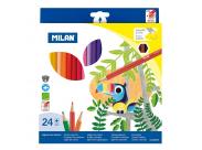 Milan Pack De 24 Lapices Hexagonales De Colores - Mina 2.9Mm - Trazo Uniforme - Resistente A La Rotura - Colores Surtidos