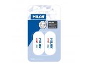 Milan 1012 Pack De 2 Gomas De Borrar Ovaladas - Miga De Pan - Suave Caucho Sintetico - Color Blanco
