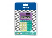 Milan Pocket Sunset Calculadora 8 Digitos - Calculadora De Bolsillo - Tacto Suave - 3 Teclas De Memoria Y Raiz Cuadrada - Color Turquesa Y Amarillo