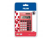 Milan Pocket Calculadora 8 Digitos - Calculadora De Bolsillo - Tacto Suave - 3 Teclas De Memoria Y Raiz Cuadrada - Color Rojo