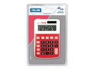 Milan Calculadora 8 Digitos - Calculadora De Sobremesa - 3 Teclas De Memoria Y Raiz Cuadrada - Color Rojo