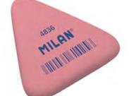 Milan 4836 Goma De Borrar Triangular Flexible - Miga De Pan - Caucho Sintetico - Envueltas Individualmente - Color Rosa