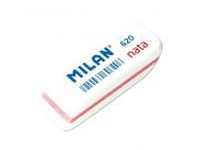 Milan Nata 620 Goma De Borrar Biselada Pequeña - Plastico Suave - No Abrasiva - Color Blanco Con Ribete De Colores Surtidos