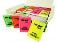 Milan Nata 2036 Goma De Borrar Rectangular - Plastico - Suave - Diseño Libro - Colores Fluorescentes Surtidos