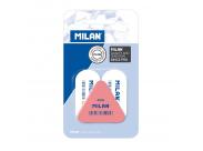 Milan Pack De 2 Gomas De Borrar 1018 Ovaladas Blancas + 1 Goma De Borrar 4836 Triangular Rosa - Miga De Pan - Caucho Suave Sintetico