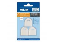 Milan Pack De 3 Gomas De Borrar De Recambio Para Afilaborras Capsule - Miga De Pan - Suave - Caucho Sintetico - Color Blanco