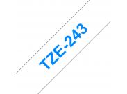 Brother Tze243 Cinta Laminada Generica De Etiquetas - Texto Azul Sobre Fondo Blanco - Ancho 18Mm X 8 Metros