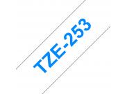 Brother Tze253 Cinta Laminada Generica De Etiquetas - Texto Azul Sobre Fondo Blanco - Ancho 24Mm X 8 Metros