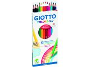 Giotto Colors 3.0 Pack De 12 Lapices Hexagonales De Colores - Mina 3 Mm - Madera - Colores Surtidos