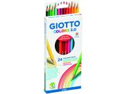 Giotto Colors 3.0 Pack De 24 Lapices Hexagonales De Colores - Mina 3 Mm - Madera - Colores Surtidos
