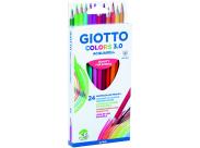 Giotto Colors Acquarell 3.0 Pack De 24 Lapices Triangulares De Colores Acuarelables - Mina 3 Mm - Madera - Colores Surtidos