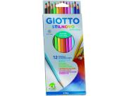 Giotto Stilnovo Acquarell Pack De 12 Lapices De Colores Acuarelables Hexagonales - Mina 3.3 Mm - Madera - Colores Surtidos