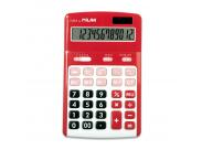 Milan Calculadoras De 12 Digitos - 3 Teclas De Memoria - Calculo De Margenes - Raiz Cuadrada - Apagado Automatico - Color Rojo Y Blanco